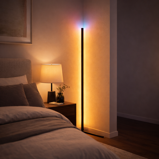 Premium Corner Floor Lamp – Adjustable LED Ambient Lighting with Remote & App Control