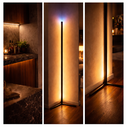 Premium Corner Floor Lamp – Adjustable LED Ambient Lighting with Remote & App Control