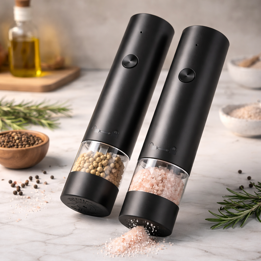 Electric Salt & Pepper Grinder Set USB Rechargeable, Adjustable Coarseness, Automatic Spice Mill, Stainless Steel Kitchen Grinder Set