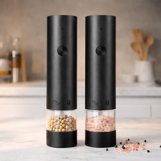 Electric Salt & Pepper Grinder Set USB Rechargeable, Adjustable Coarseness, Automatic Spice Mill, Stainless Steel Kitchen Grinder Set