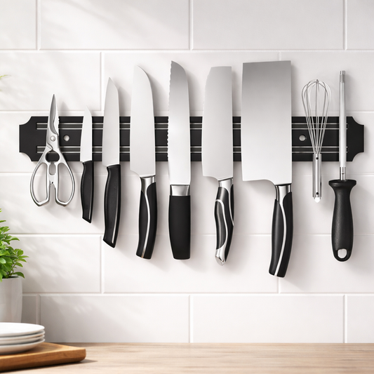 Multipurpose Magnetic Knife Rack Strip Household Kitchen Tools Space-Saving Wall Mounted Magnet Knives Holder With Rack